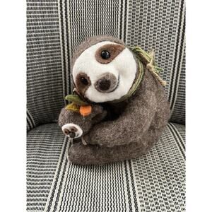 Goat and Goose Harvest Collection 3-Toed Sloth and Baby Brown Figures 9.25”